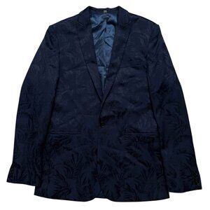 Express Blazer Jacket Mens Size 36R Sports Coat Slim Fit Floral Print Blue
